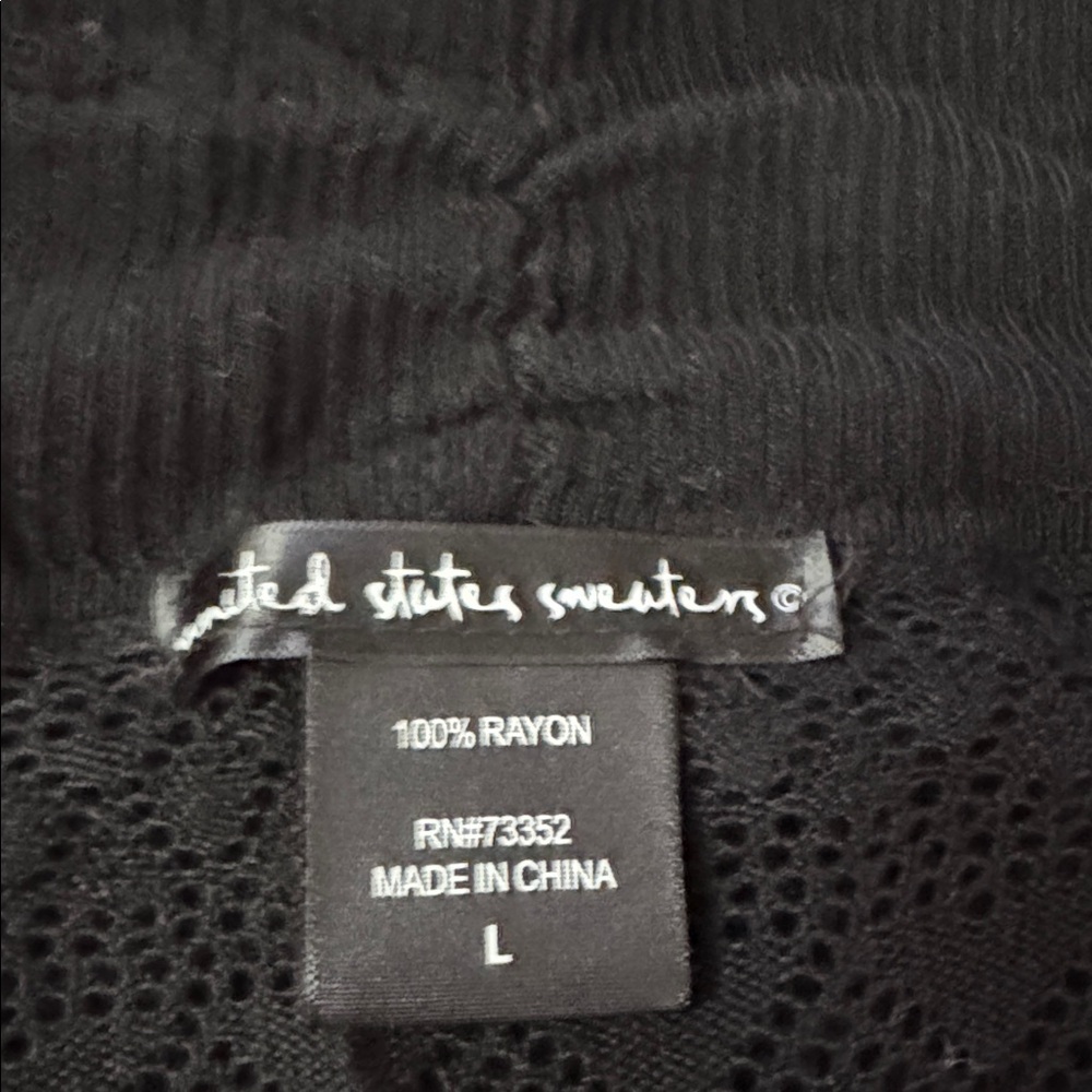 United States Sweaters 100% Rayon Long Black Open Cardigan - Picture 8 of 9
